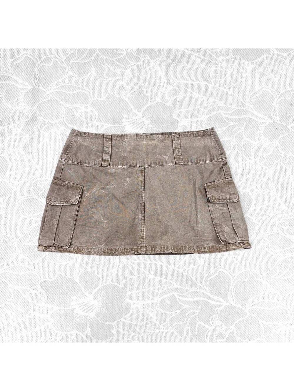 Zara Washed Taupe Cargo Low Rise Mini Skirt - Small